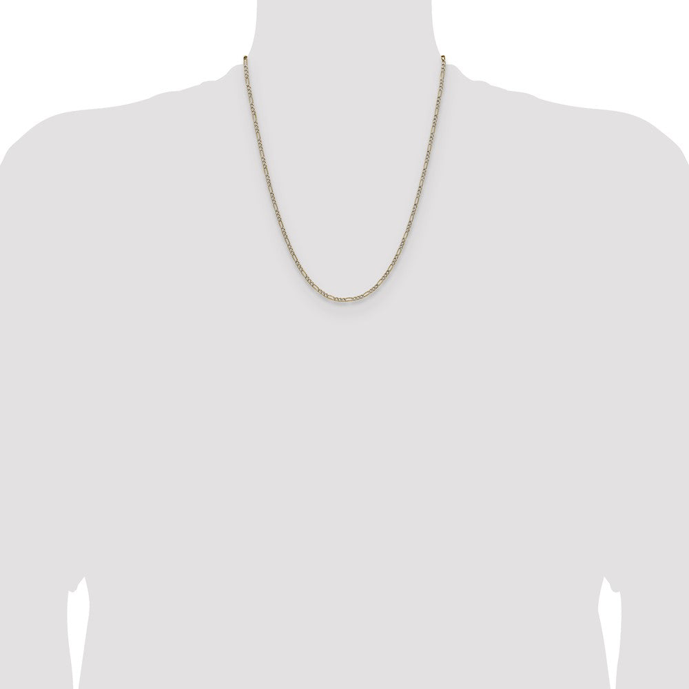 14k 2.3mm Semi-solid with Rhodium Pav‚ Figaro Chain