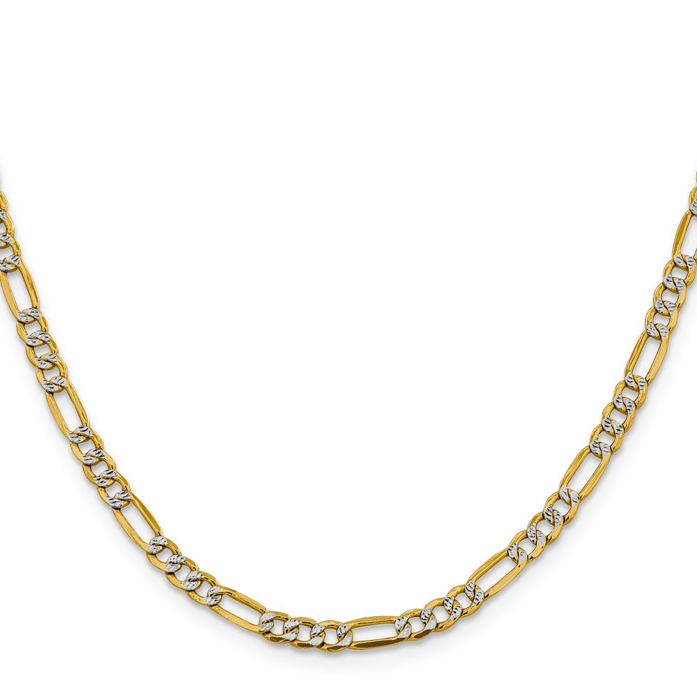 14K 3.9mm Semi-Solid with Rhodium Pav‚ Figaro with Lobster Clasp Chain