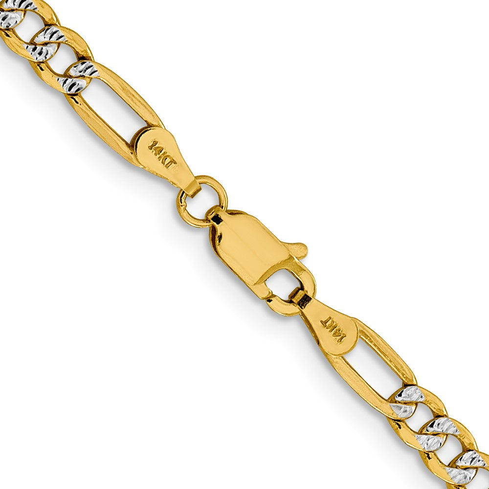 14K 3.9mm Semi-Solid with Rhodium Pav‚ Figaro with Lobster Clasp Chain