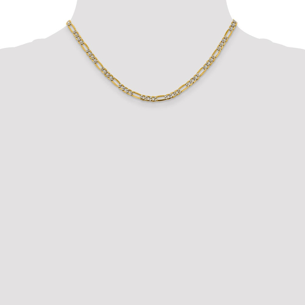 14K 3.9mm Semi-Solid with Rhodium Pav‚ Figaro with Lobster Clasp Chain