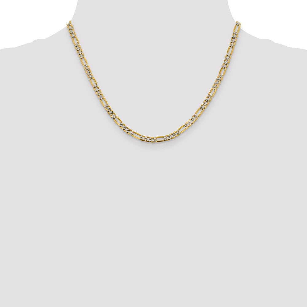 14K 3.9mm Semi-Solid with Rhodium Pav‚ Figaro with Lobster Clasp Chain