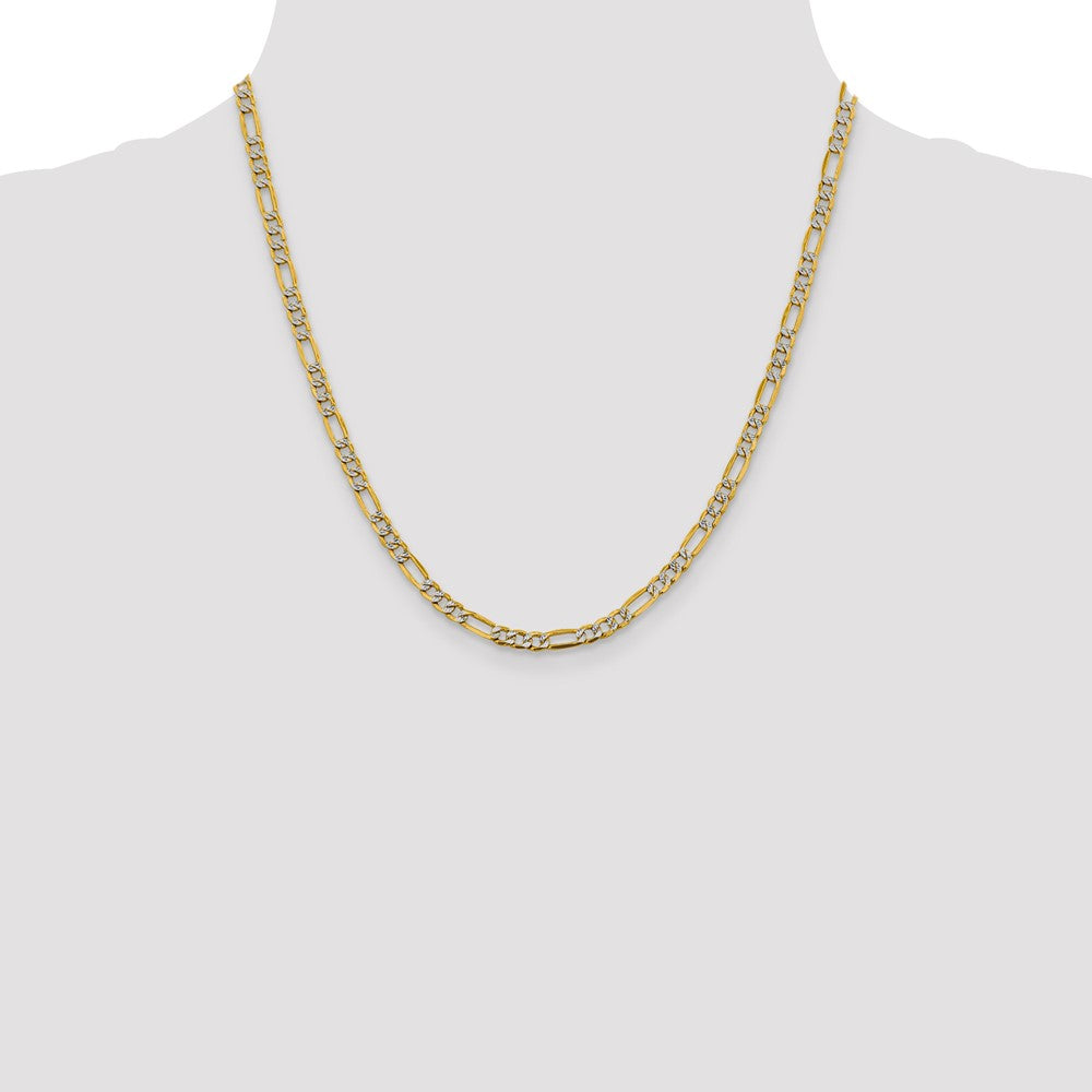 14K 3.9mm Semi-Solid with Rhodium Pav‚ Figaro with Lobster Clasp Chain