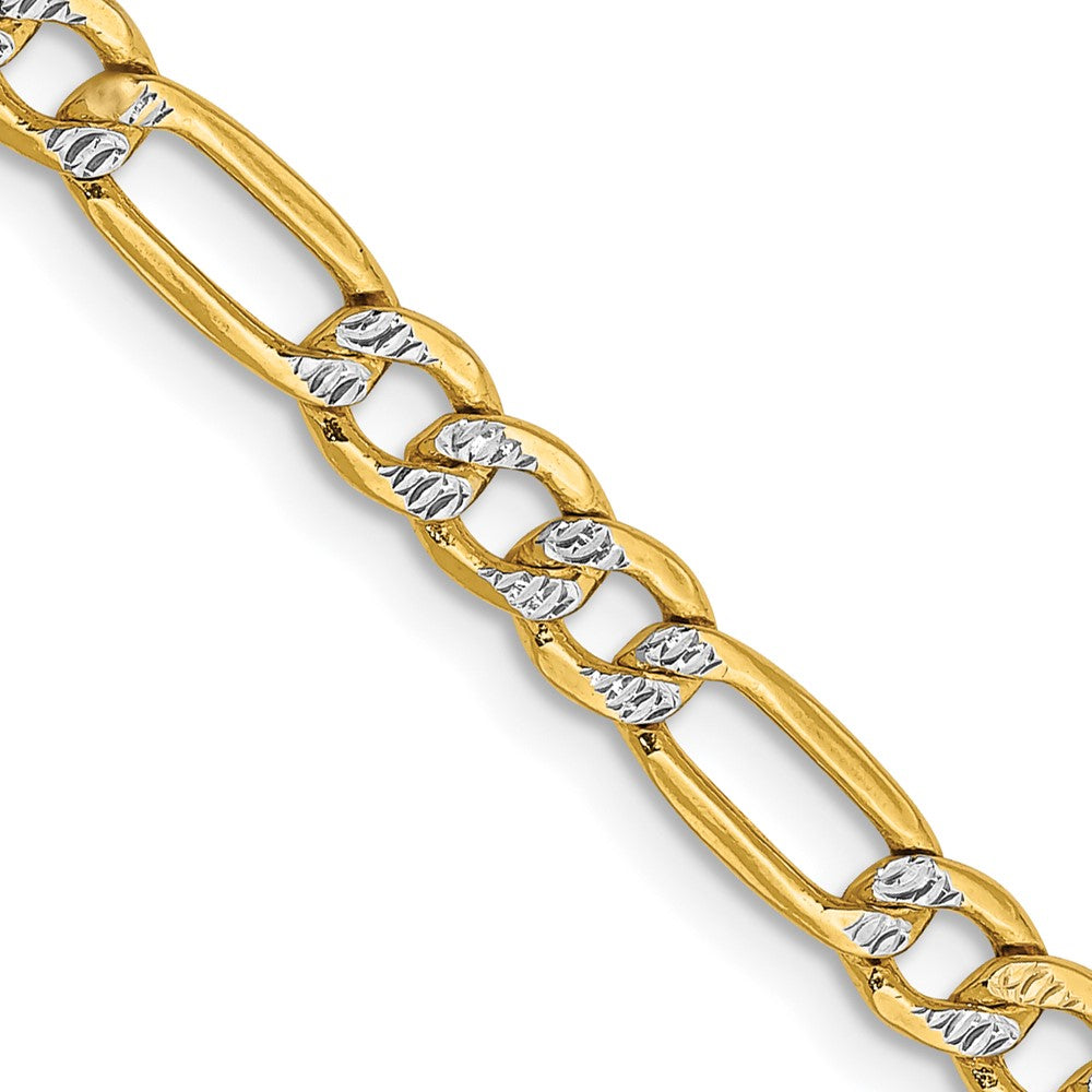14K 3.9mm Semi-Solid with Rhodium Pav‚ Figaro with Lobster Clasp Chain