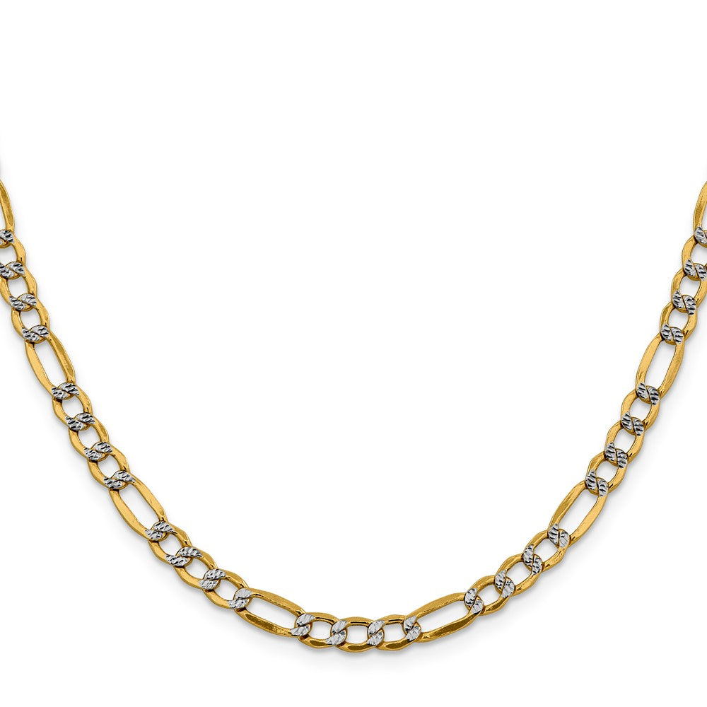14K 5.25mm Semi-Solid with Rhodium Pav‚ Figaro with Lobster Clasp Chain