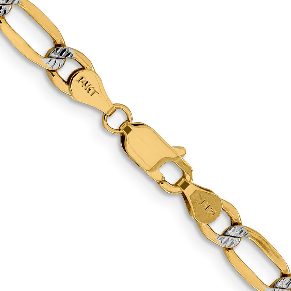 14K 5.25mm Semi-Solid with Rhodium Pav‚ Figaro with Lobster Clasp Chain