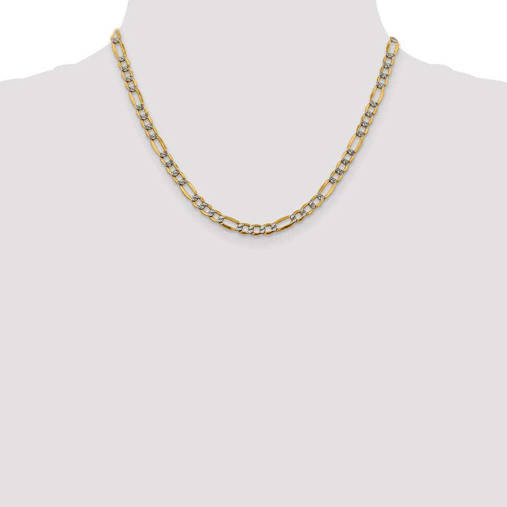 14K 5.25mm Semi-Solid with Rhodium Pav‚ Figaro with Lobster Clasp Chain