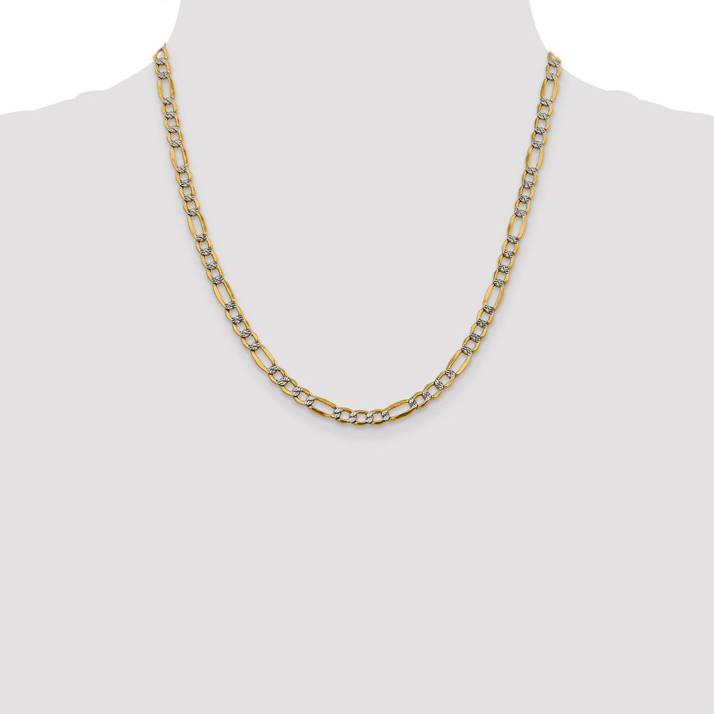 14K 5.25mm Semi-Solid with Rhodium Pav‚ Figaro with Lobster Clasp Chain