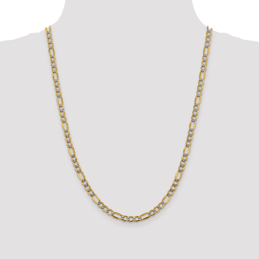 14K 5.25mm Semi-Solid with Rhodium Pav‚ Figaro with Lobster Clasp Chain