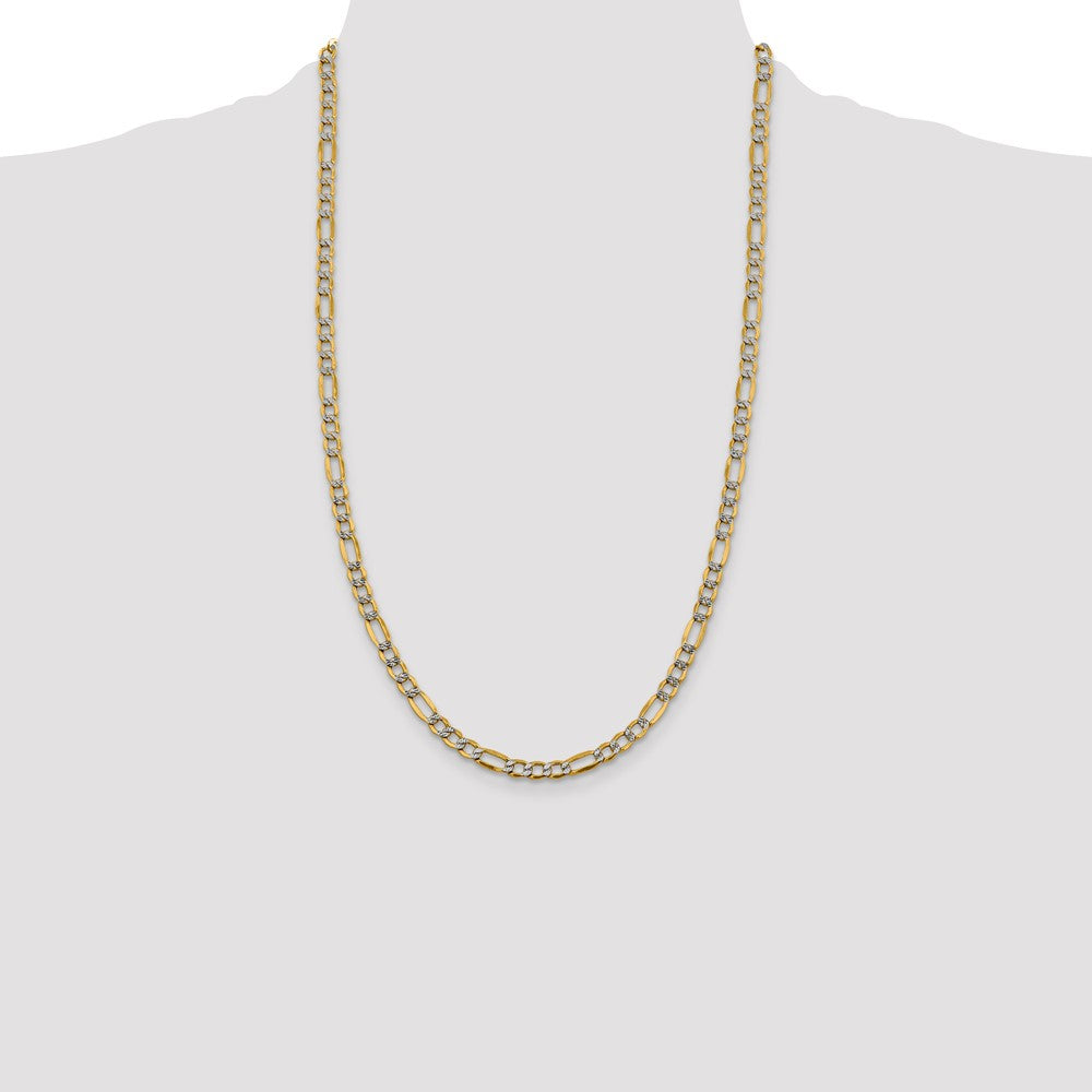 14K 5.25mm Semi-Solid with Rhodium Pav‚ Figaro with Lobster Clasp Chain