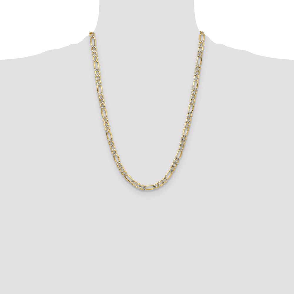 14k 6.5mm Semi-solid with Rhodium Pav‚ Figaro Chain