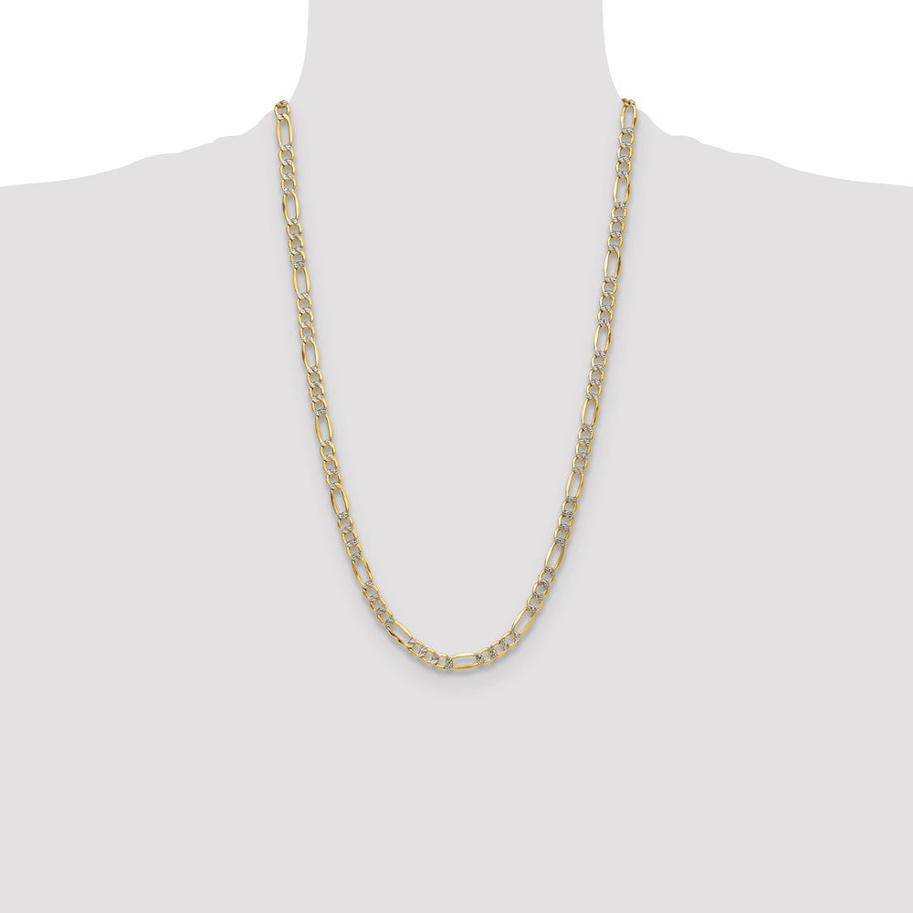 14k 6.5mm Semi-solid with Rhodium Pav‚ Figaro Chain