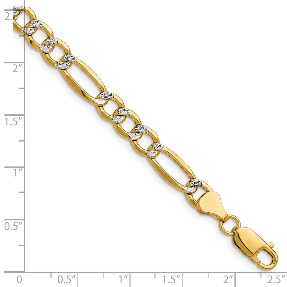 14k 6.5mm Semi-solid with Rhodium Pav‚ Figaro Chain