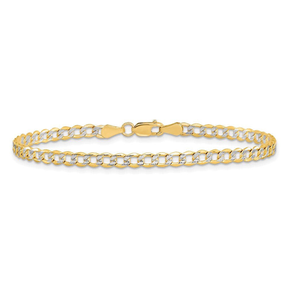 14k 3.4mm Semi-solid with Rhodium Pav‚ Curb Chain