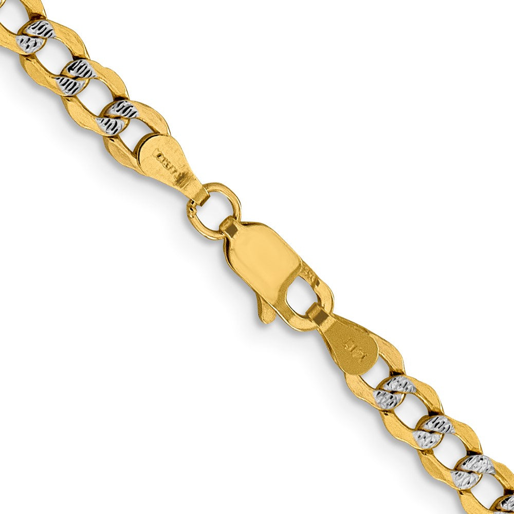 14K 4.3mm Semi-Solid with Rhodium Pav‚ Curb with Lobster Clasp Chain