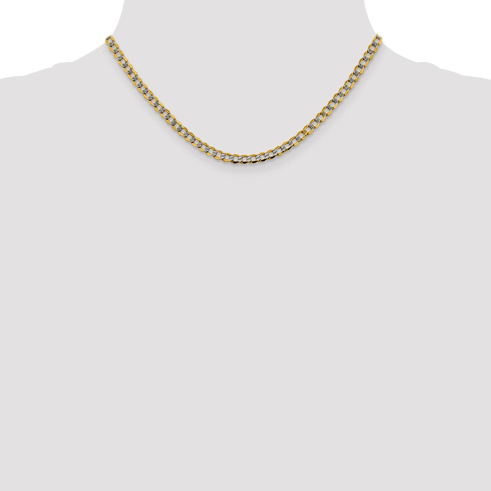 14K 4.3mm Semi-Solid with Rhodium Pav‚ Curb with Lobster Clasp Chain