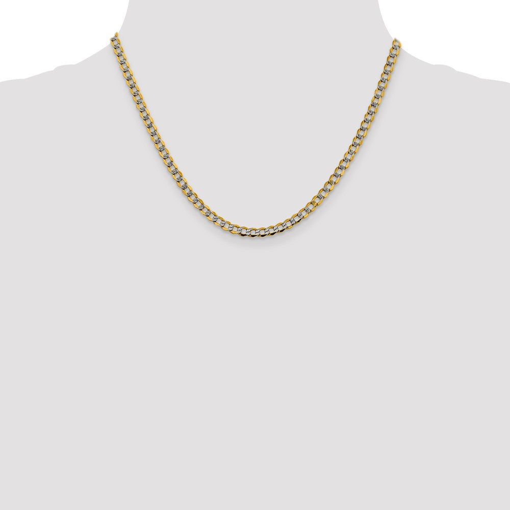 14K 4.3mm Semi-Solid with Rhodium Pav‚ Curb with Lobster Clasp Chain