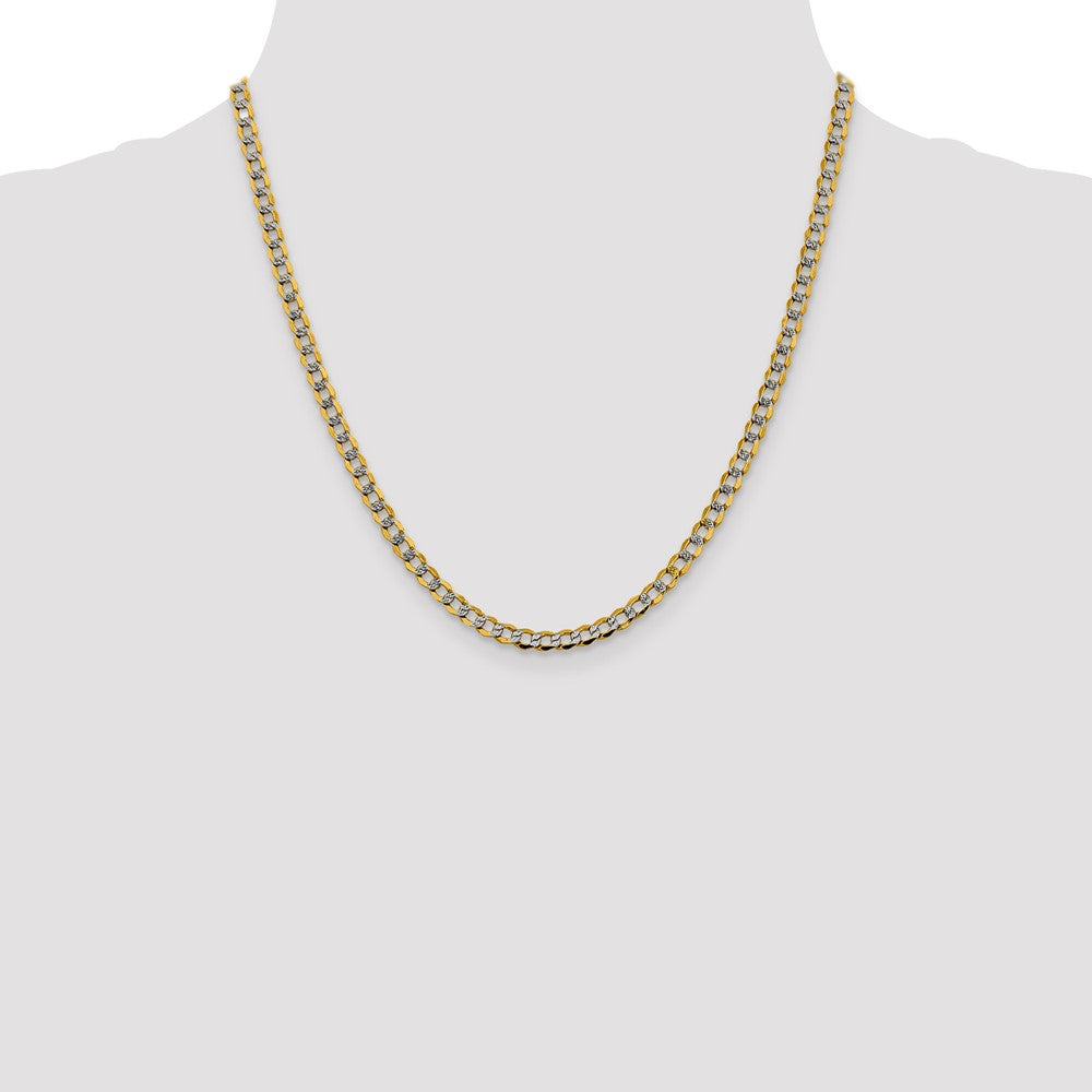 14K 4.3mm Semi-Solid with Rhodium Pav‚ Curb with Lobster Clasp Chain