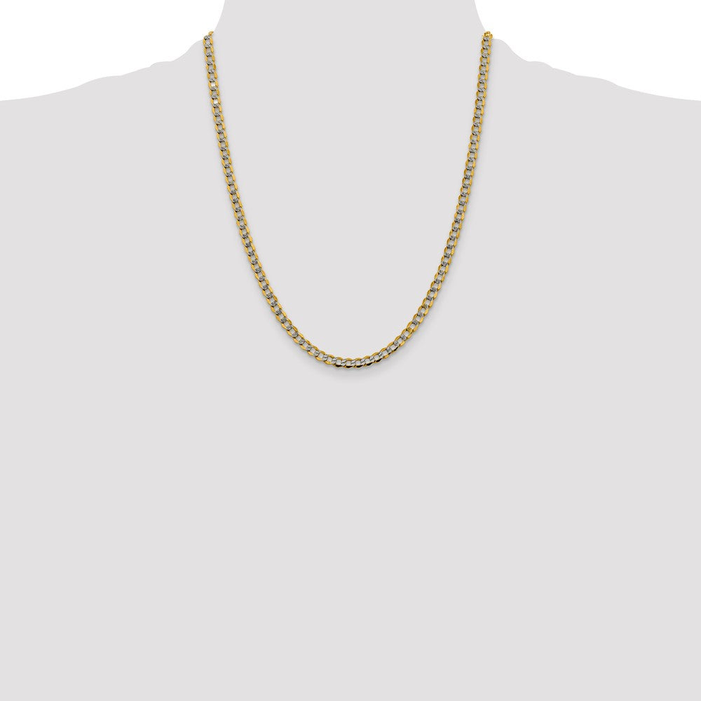 14K 4.3mm Semi-Solid with Rhodium Pav‚ Curb with Lobster Clasp Chain