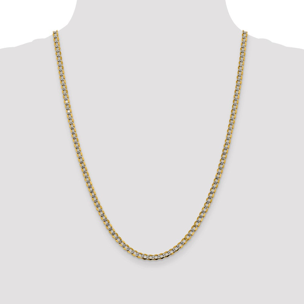 14K 4.3mm Semi-Solid with Rhodium Pav‚ Curb with Lobster Clasp Chain