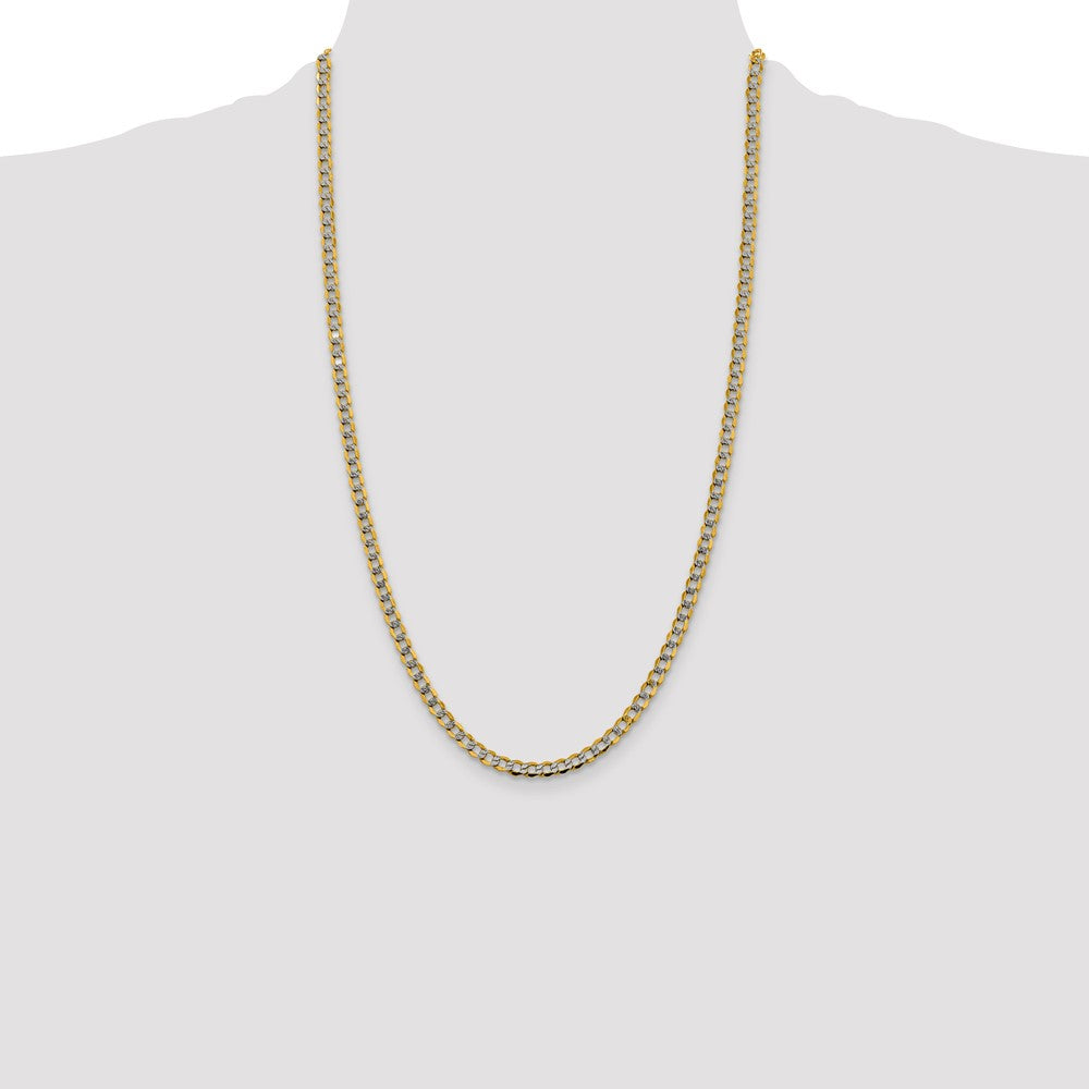 14K 4.3mm Semi-Solid with Rhodium Pav‚ Curb with Lobster Clasp Chain