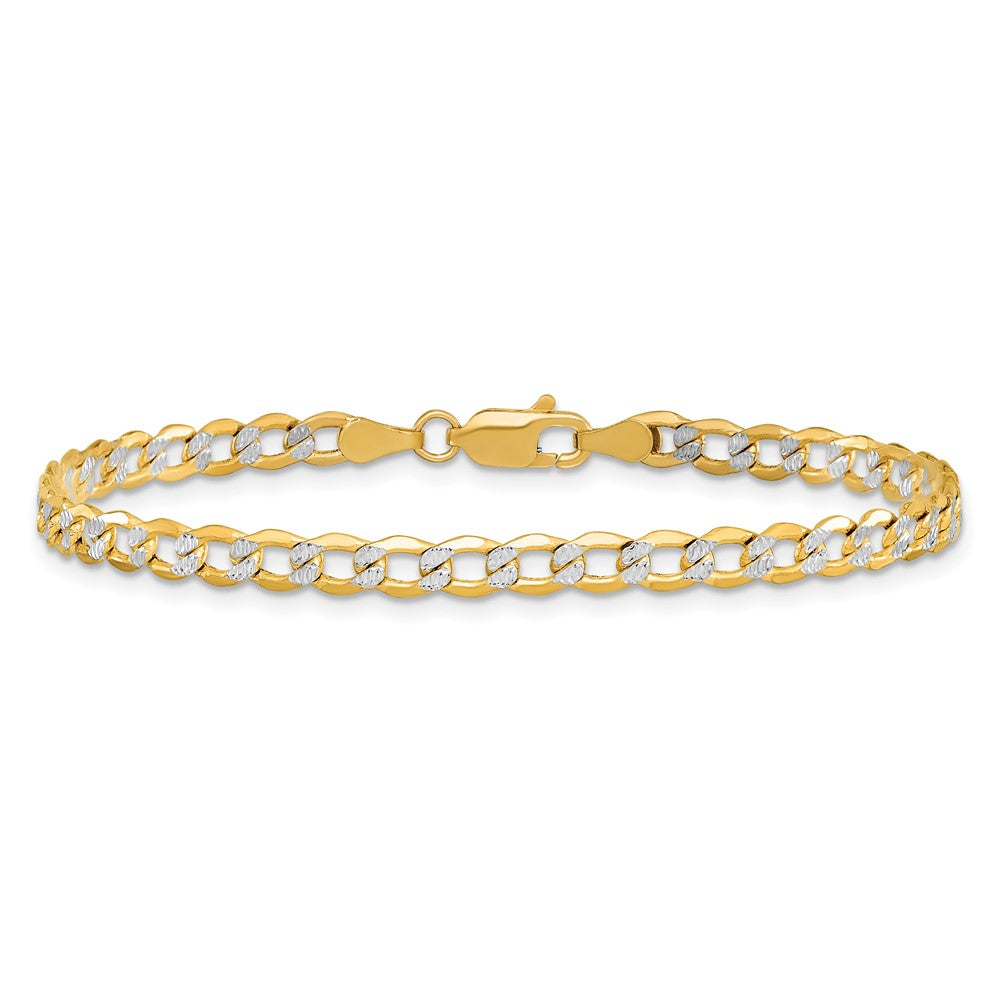 14k 4.3mm Semi-solid with Rhodium Pav‚ Curb Chain