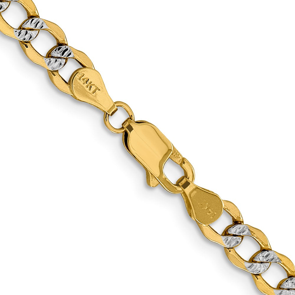 14K 5.2mm Semi-Solid with Rhodium Pav‚ Curb with Lobster Clasp Chain