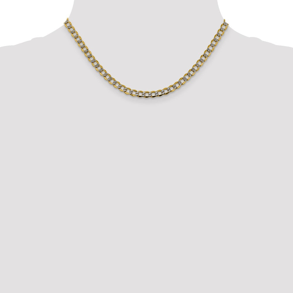 14K 5.2mm Semi-Solid with Rhodium Pav‚ Curb with Lobster Clasp Chain