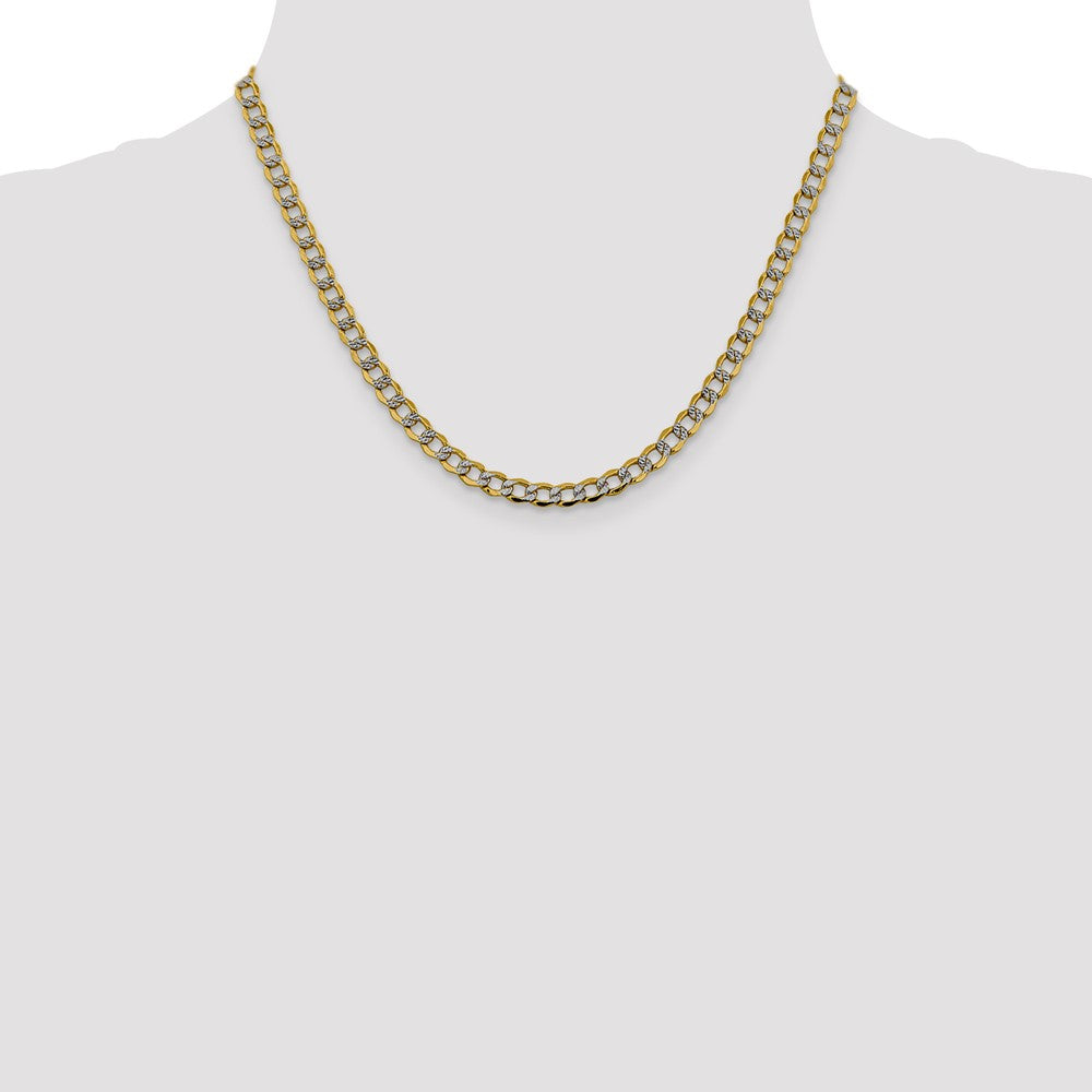 14K 5.2mm Semi-Solid with Rhodium Pav‚ Curb with Lobster Clasp Chain