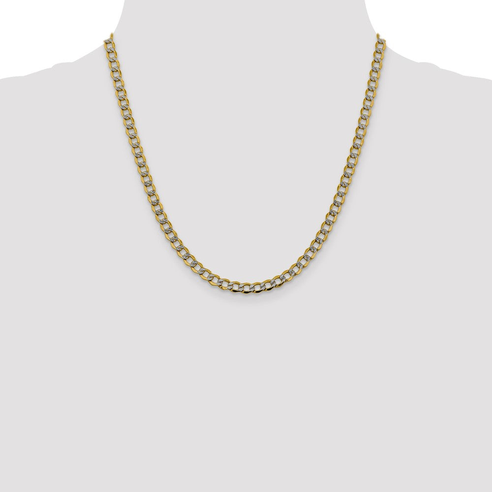 14K 5.2mm Semi-Solid with Rhodium Pav‚ Curb with Lobster Clasp Chain