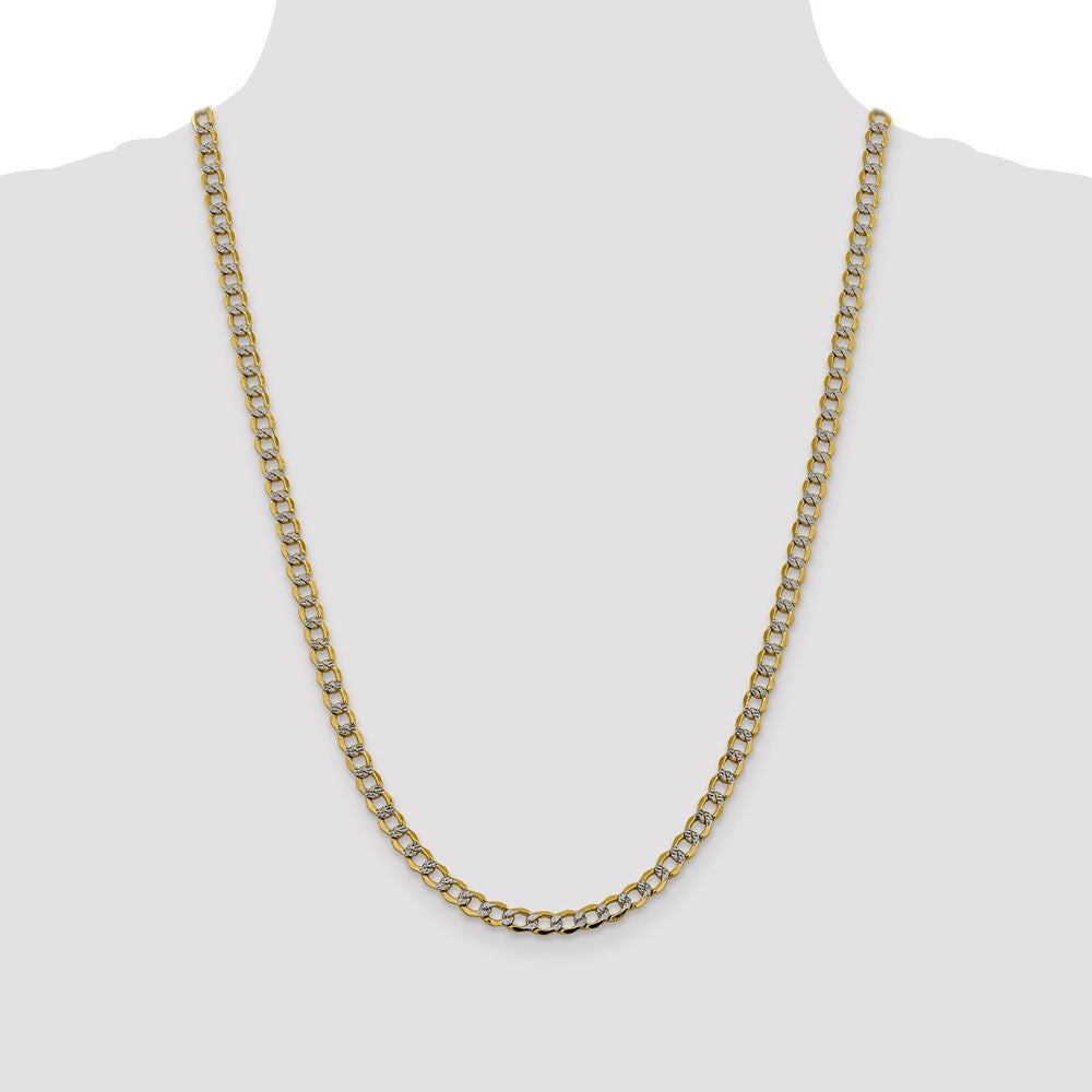 14K 5.2mm Semi-Solid with Rhodium Pav‚ Curb with Lobster Clasp Chain