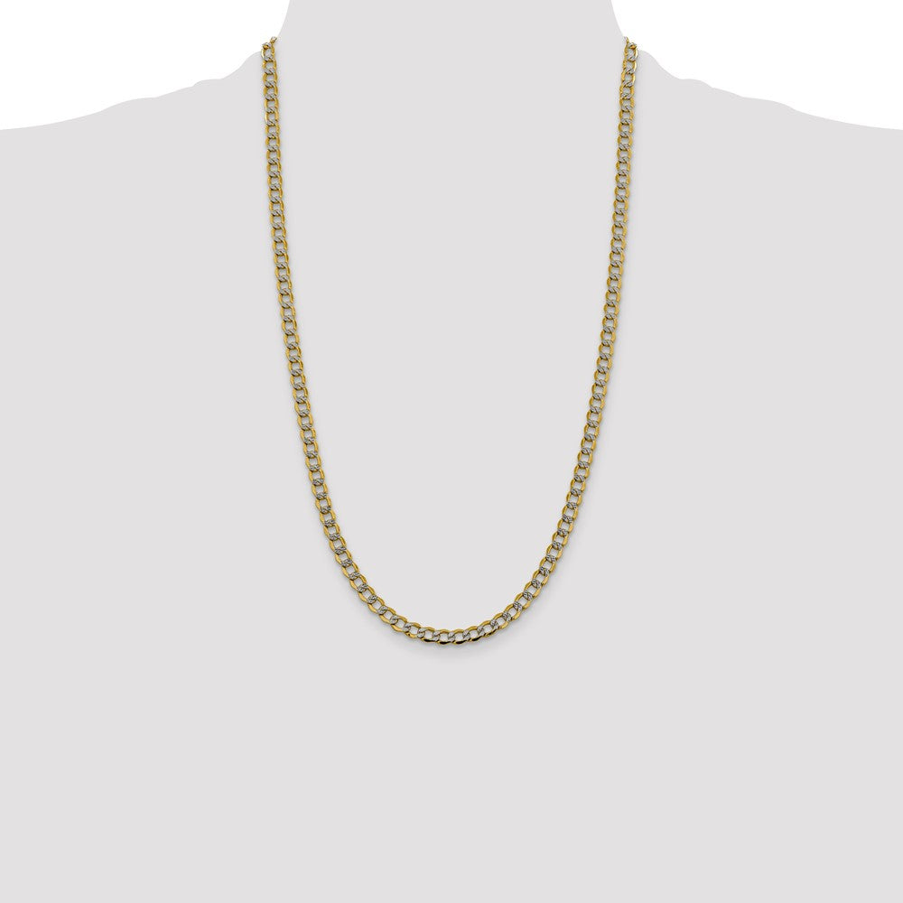 14K 5.2mm Semi-Solid with Rhodium Pav‚ Curb with Lobster Clasp Chain