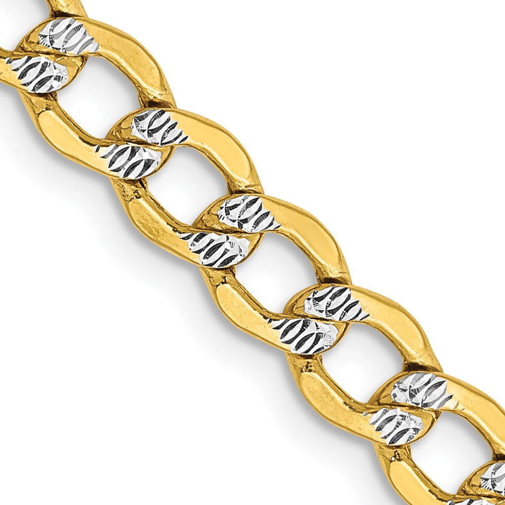 14K 5.2mm Semi-Solid with Rhodium Pav‚ Curb with Lobster Clasp Chain