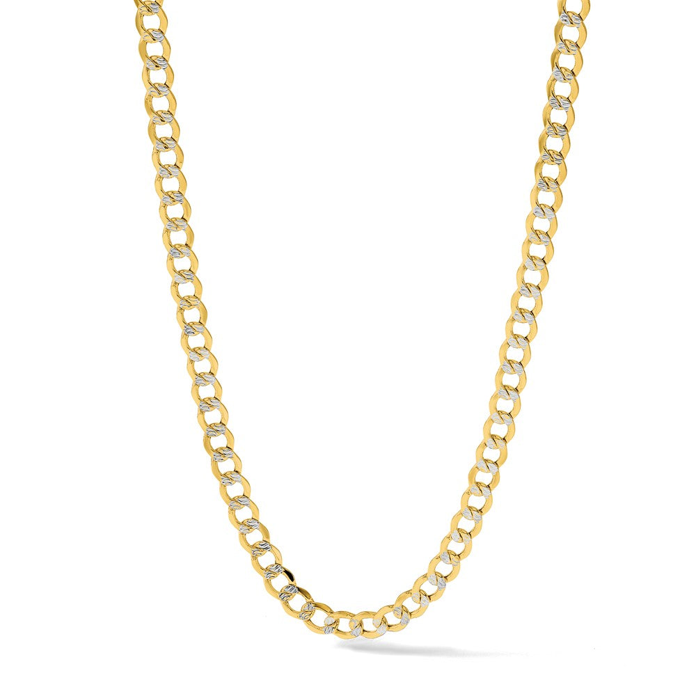 14K 6.75mm Semi-Solid with Rhodium Pav‚ Curb with Lobster Clasp Chain