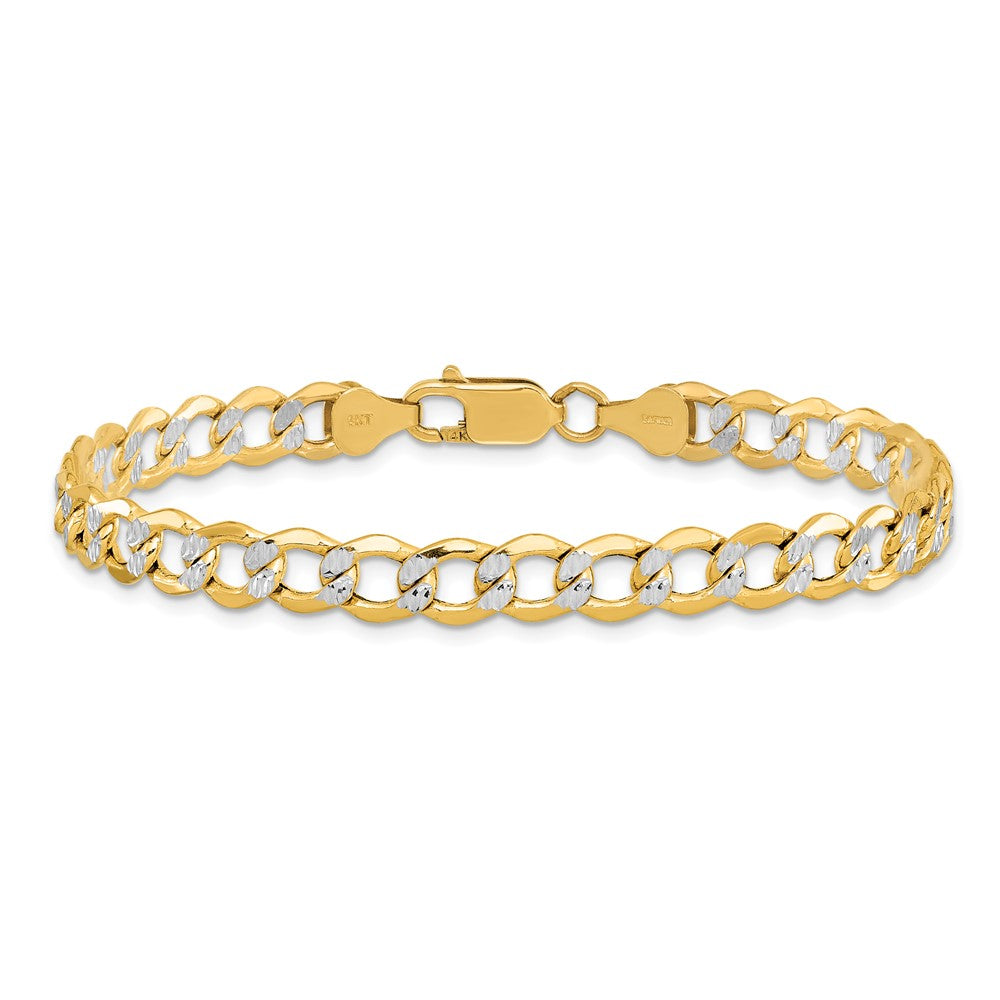 14k 6.75mm Semi-solid with Rhodium Pav‚ Curb Chain