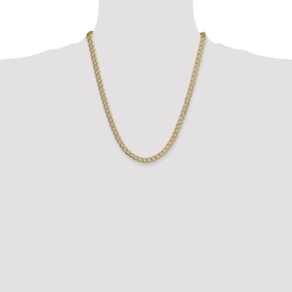 14k 7.1mm Semi-solid with Rhodium Pav‚ Curb Chain