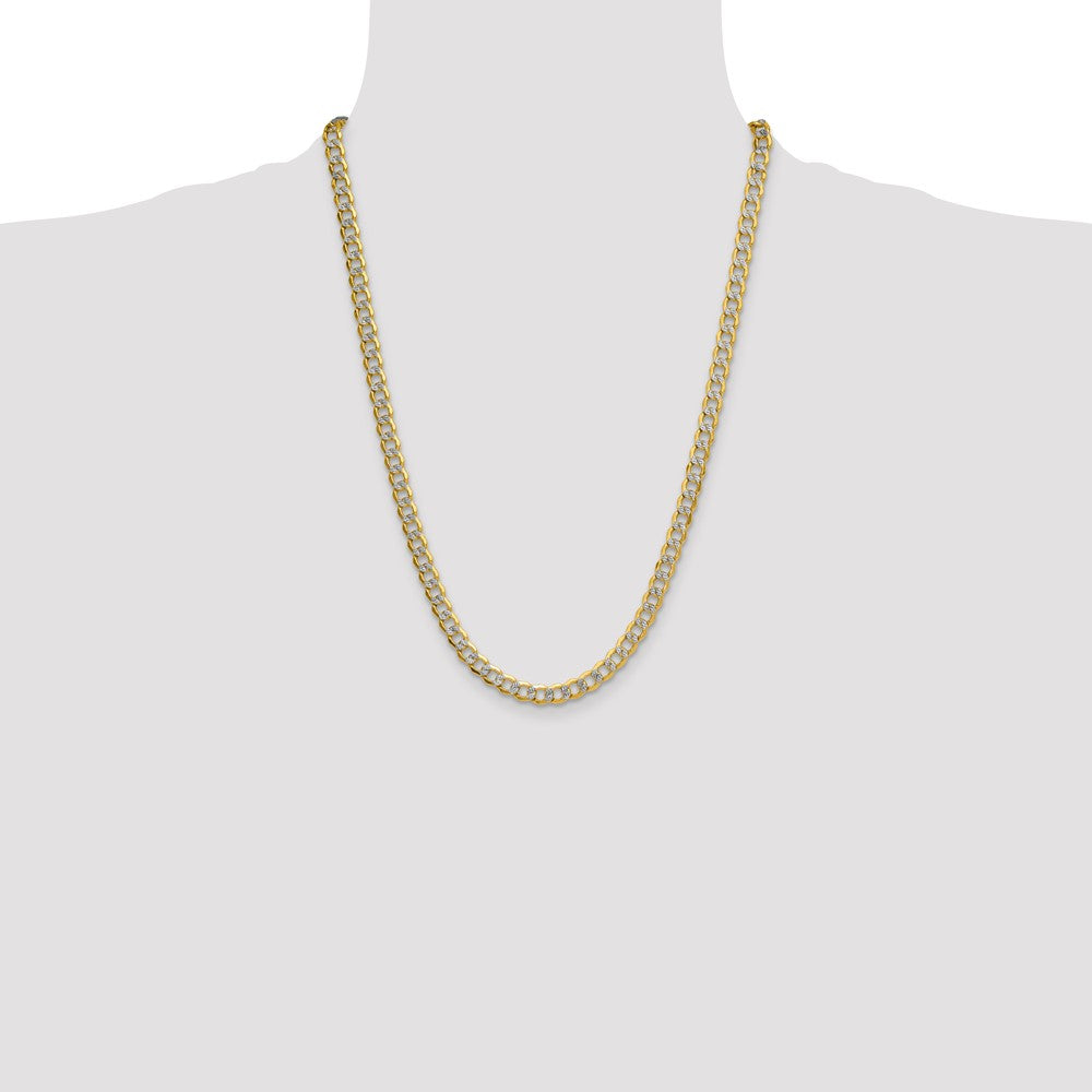 14k 7.1mm Semi-solid with Rhodium Pav‚ Curb Chain