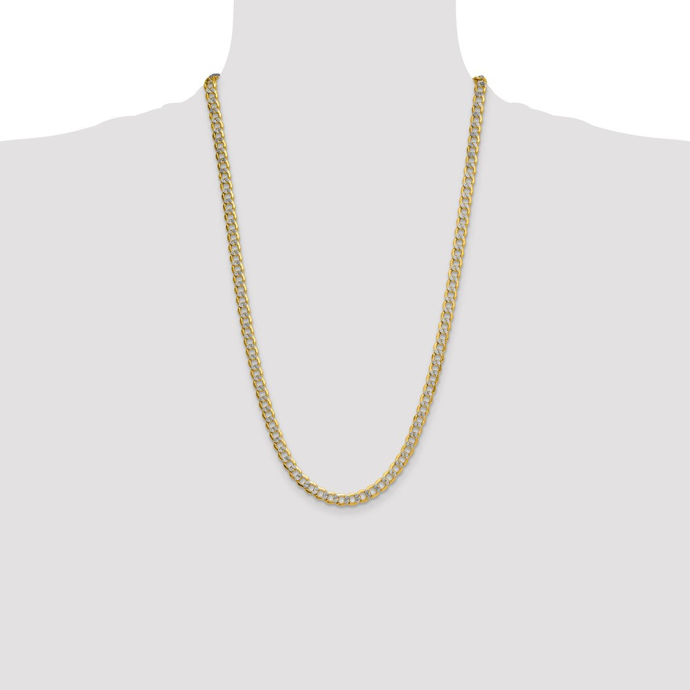 14k 7.1mm Semi-solid with Rhodium Pav‚ Curb Chain