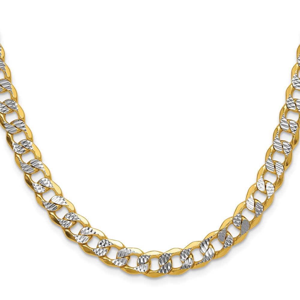 14k 7.75mm Semi-solid with Rhodium Pav‚ Curb Chain