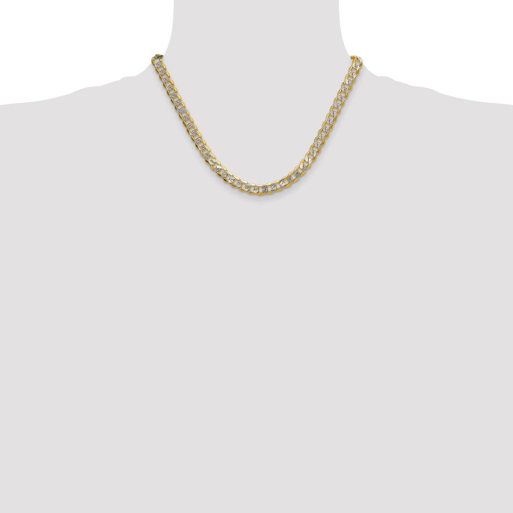 14k 7.75mm Semi-solid with Rhodium Pav‚ Curb Chain