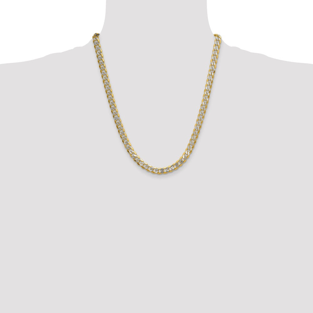 14k 7.75mm Semi-solid with Rhodium Pav‚ Curb Chain