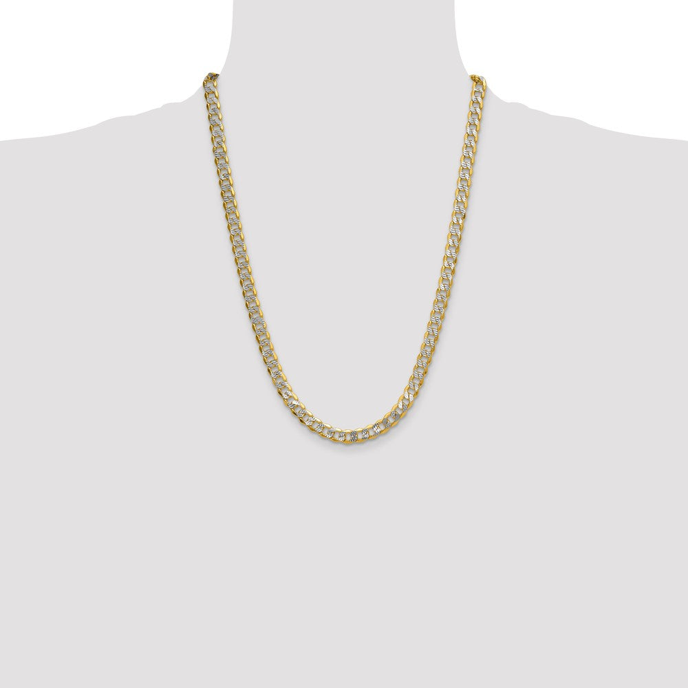 14k 7.75mm Semi-solid with Rhodium Pav‚ Curb Chain