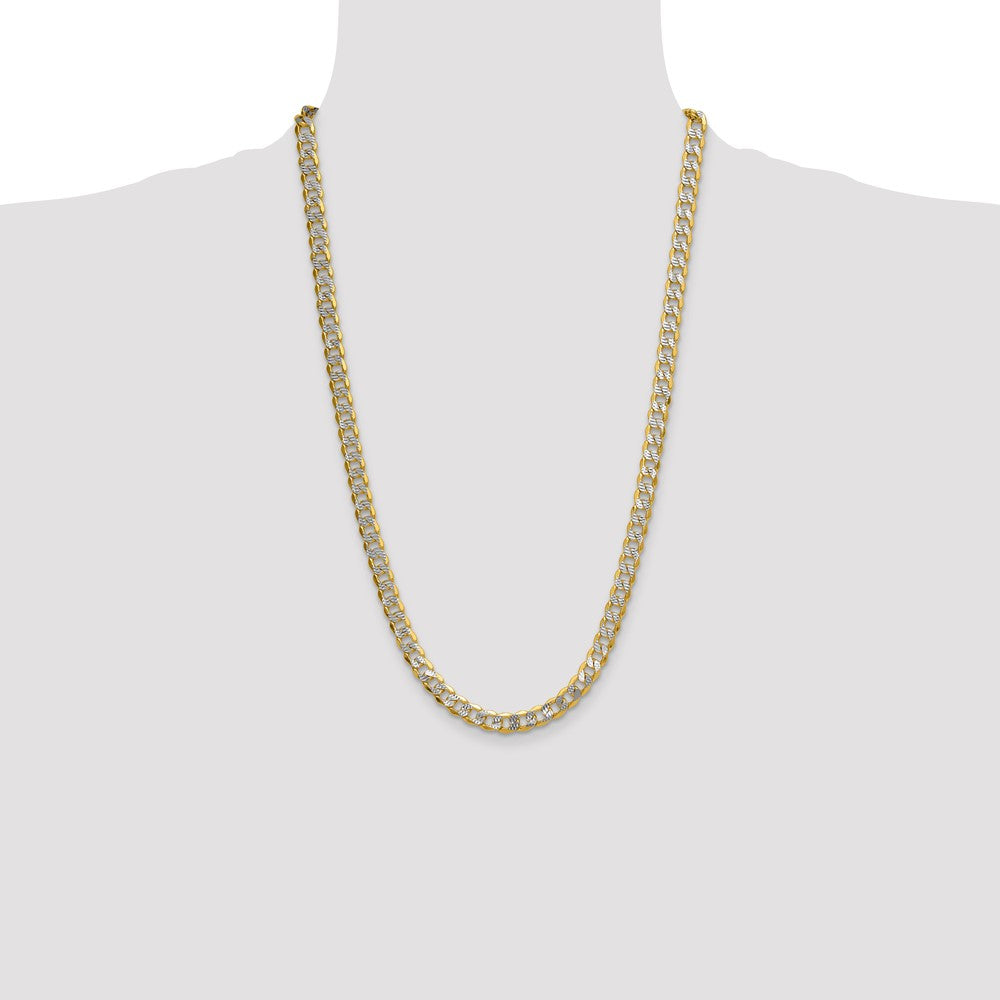 14k 7.75mm Semi-solid with Rhodium Pav‚ Curb Chain
