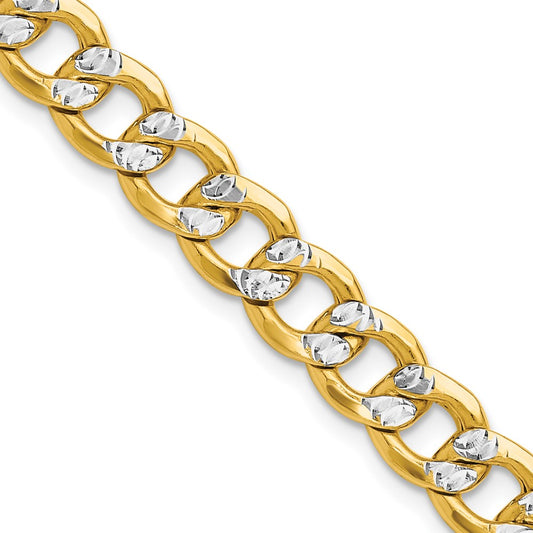 14k 7.75mm Semi-solid with Rhodium Pav‚ Curb Chain