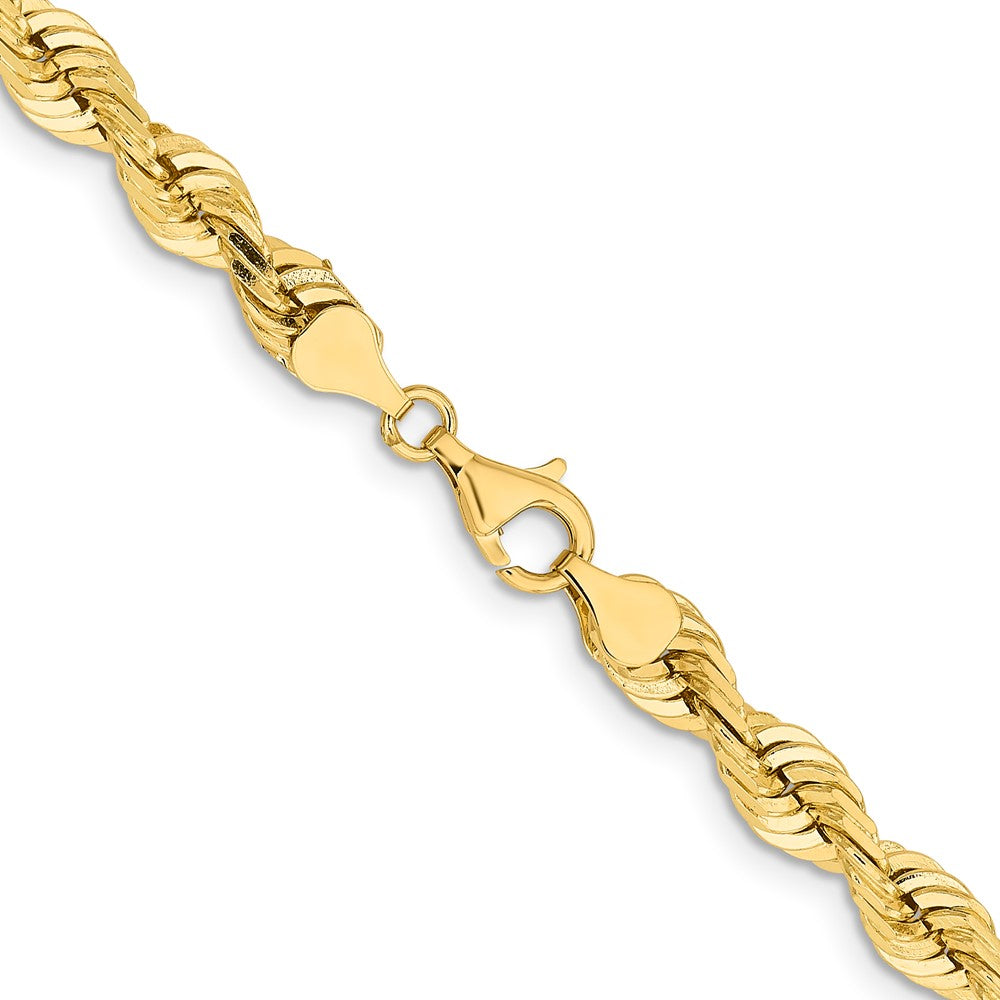 14K 7mm Diamond-cut Quadruple Rope Fancy Lobster Clasp Chain