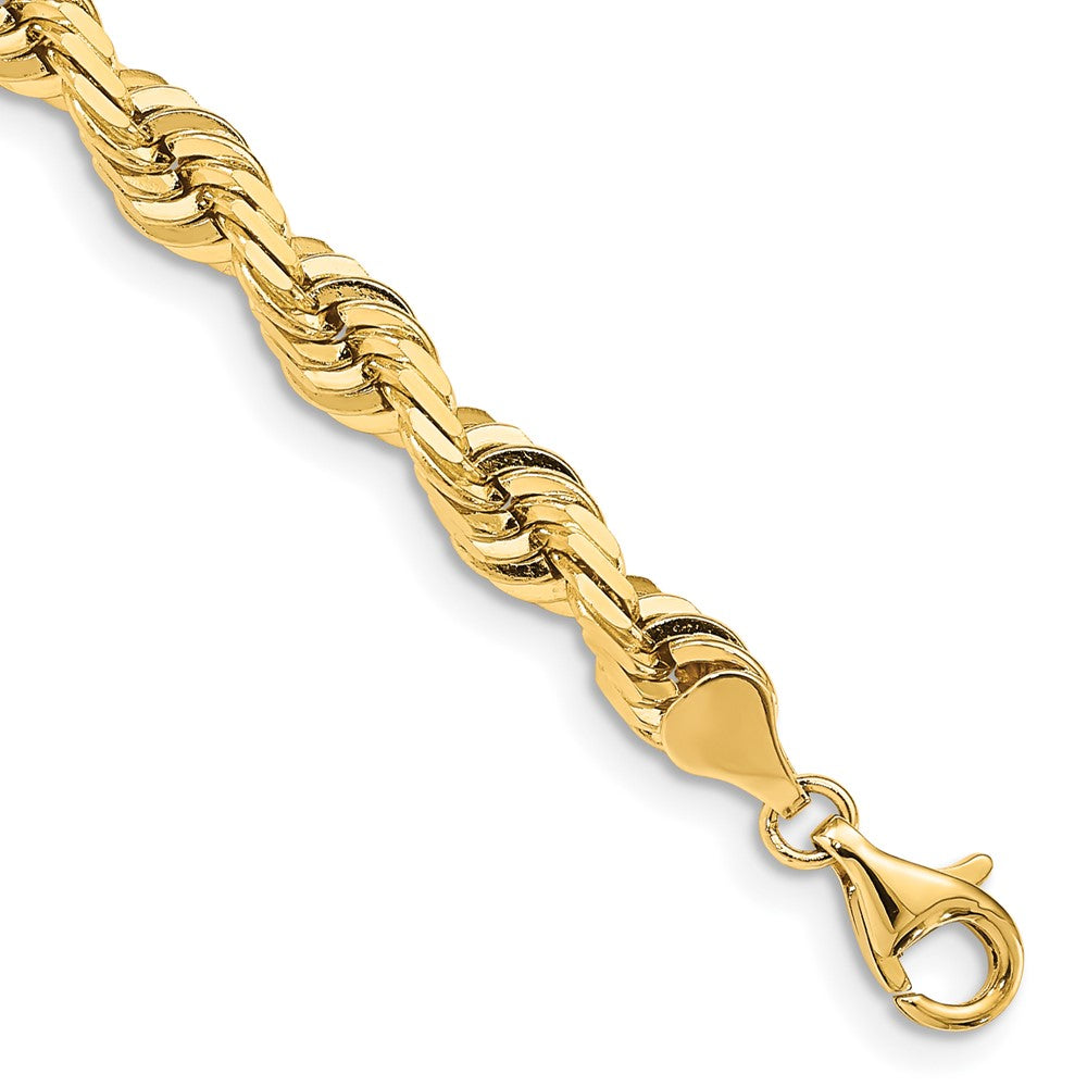 14K 7mm Diamond-cut Quadruple Rope Fancy Lobster Clasp Chain