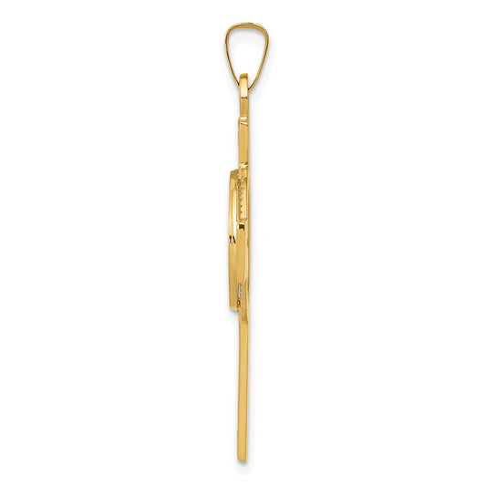 14k Polished Solid Cross with St Anthony Medal Pendant