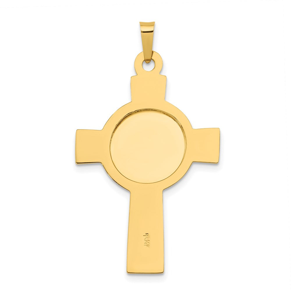 14k Polished Solid Cross with St Anthony Medal Pendant