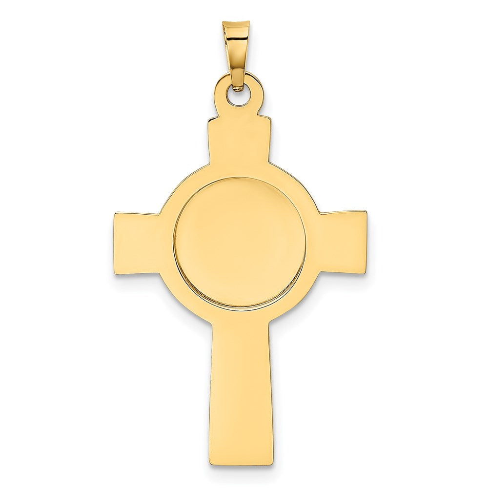 14k Polished Cross with St. Christopher Medal Pendant