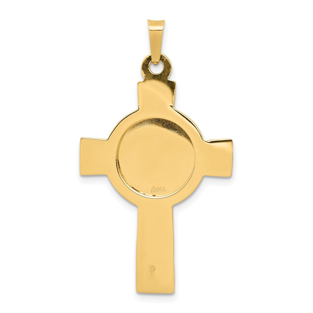 14k Polished Cross with St. Michael Medal Pendant
