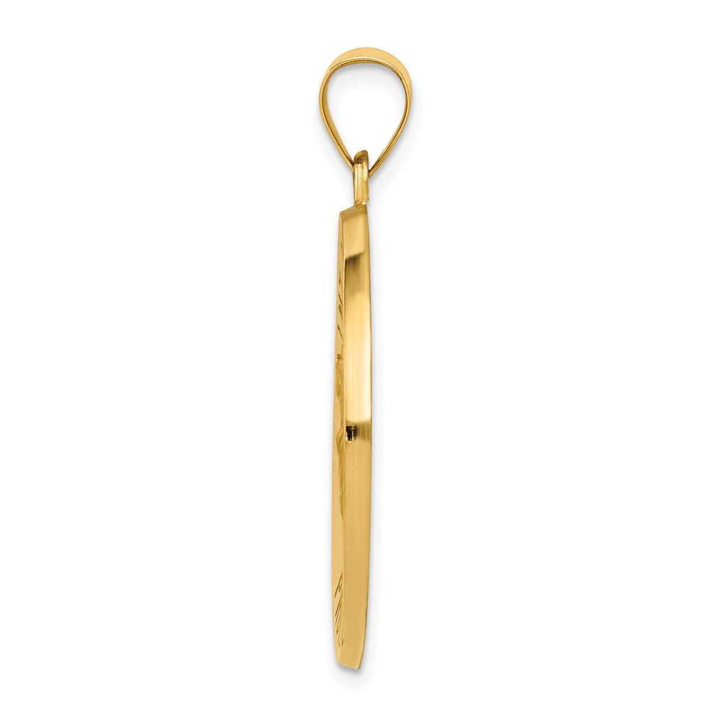 14k Polished and Satin Hollow Saint Christopher Medal Round Pendant